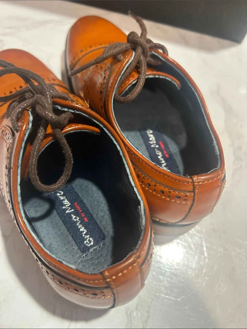 Bruno Marc Kids Tan Leather Wingtip Oxfords